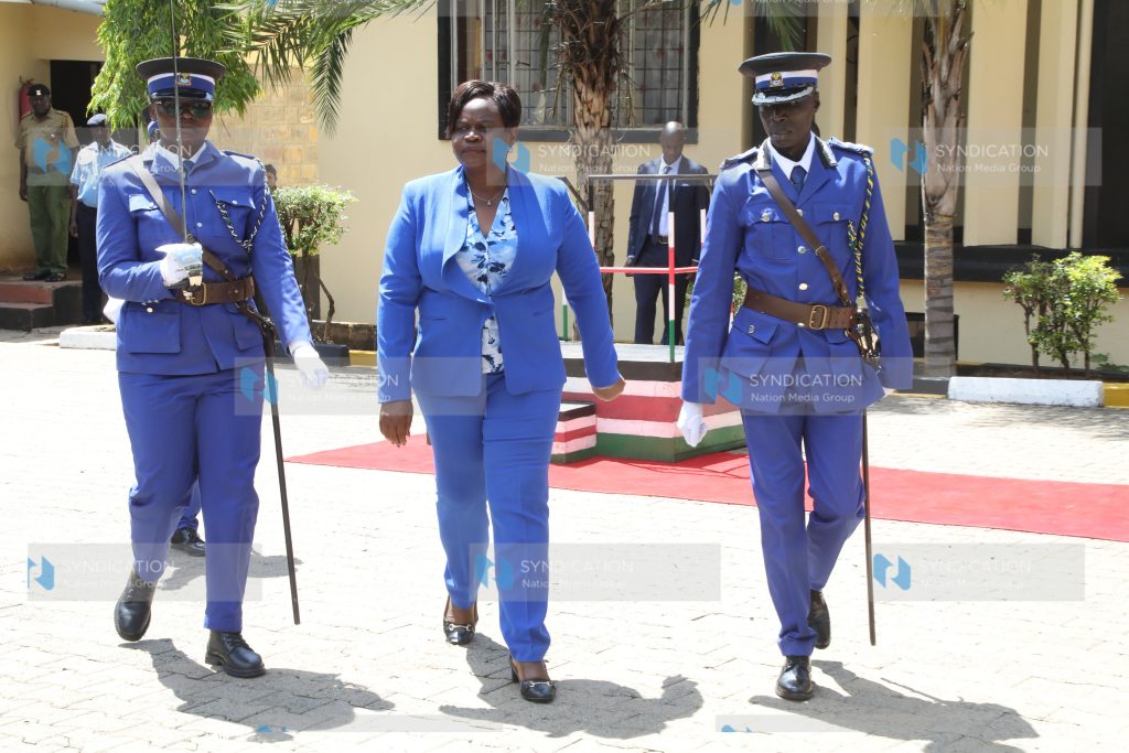Homa Bay Governor Gladys Wanga prepares to inspect a guard of honour