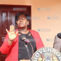 Homa Bay Governor Gladys Wanga addresses journalists
