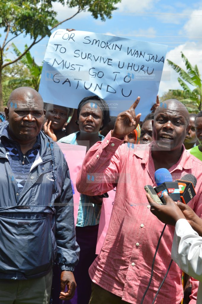 Residents of Western Province, led by Ben Ombima (addressing), took to the streets of Kakamega town