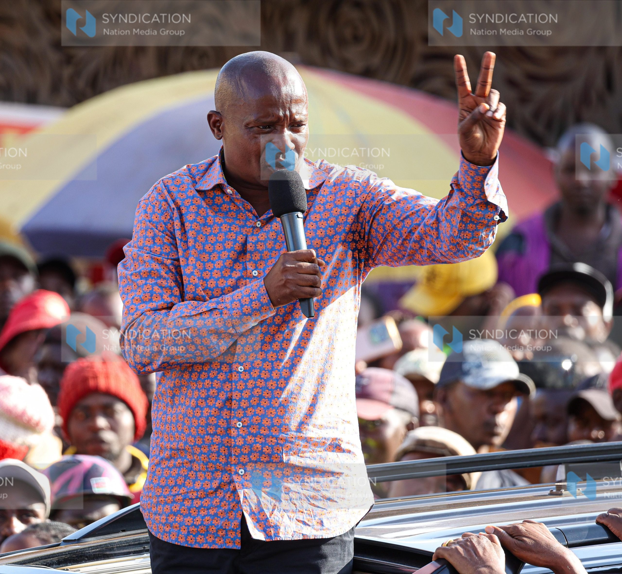 Deputy President Kithure Kindiki addresses a rally