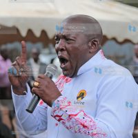 Jubilee Party Chairman David Manyara addresses residents