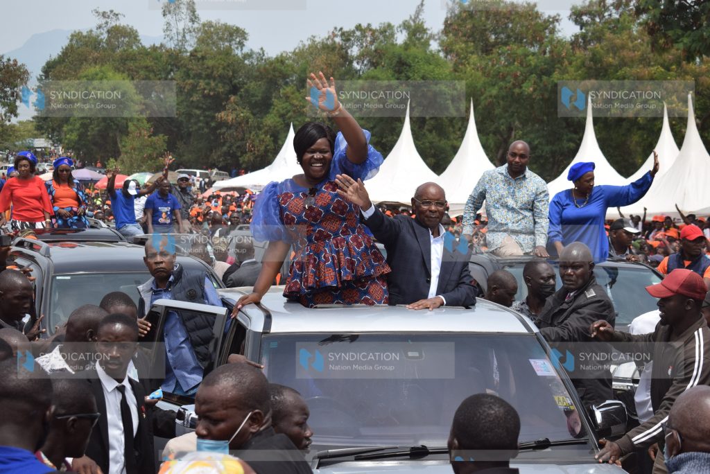 Homa Bay Woman Representative Gladys Wanga waves to her supporters