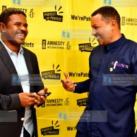 Director Irungu Houghton (right) confers with HAKI Africa Executive Director Hussein Khalid