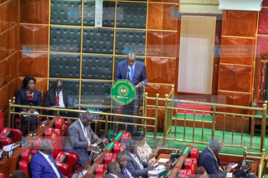 Education Cabinet Secretary Ezekiel Machogu before the National Assembly