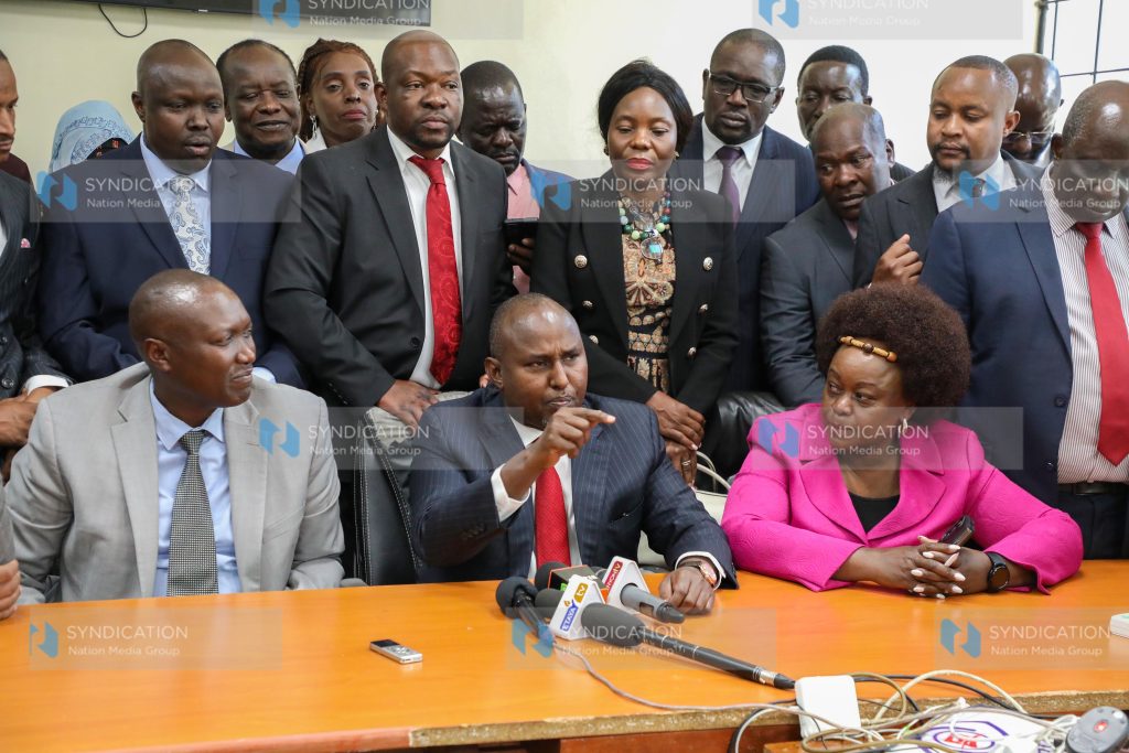 Minority Leader in Kenya’s National Assembly Junet Mohamed addressing the media