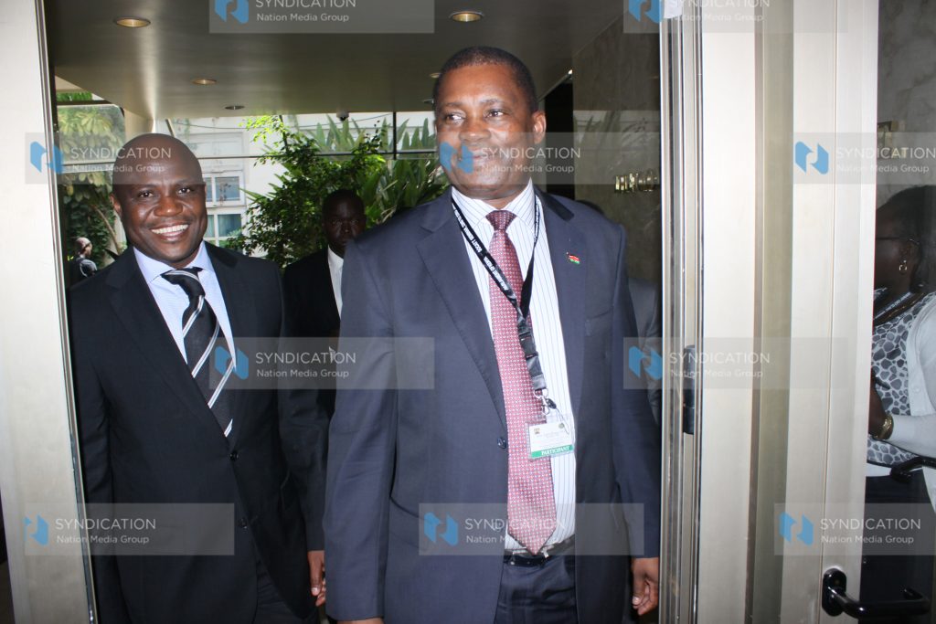 Speaker of Kenya's National Assembly Justin Muturi (right)