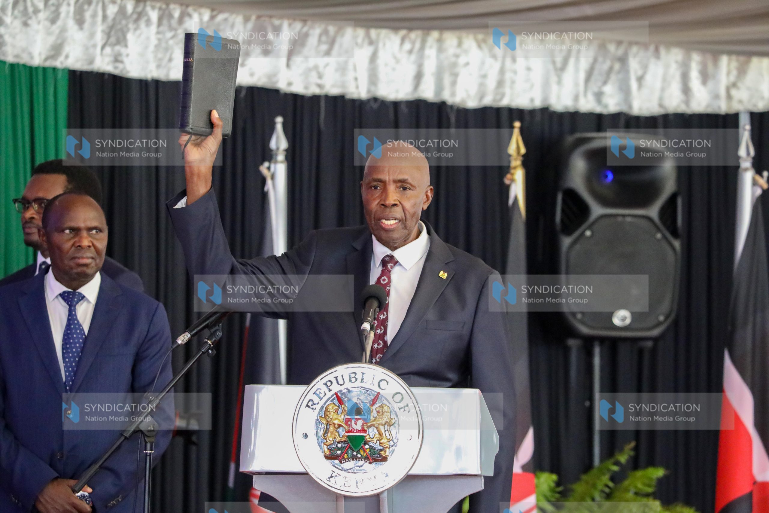 Cabinet Secretary Ministry of Education Ezekiel Machogu Ombaki taking the oath of office