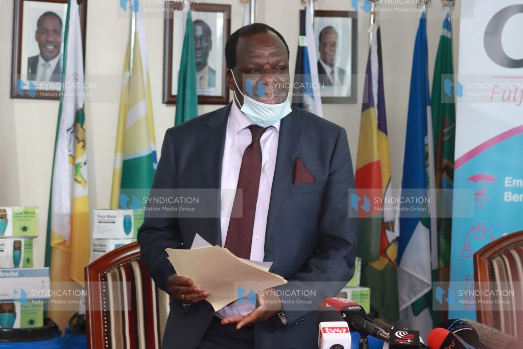 Wycliffe Oparanya after giving updates on the status of COVID-19