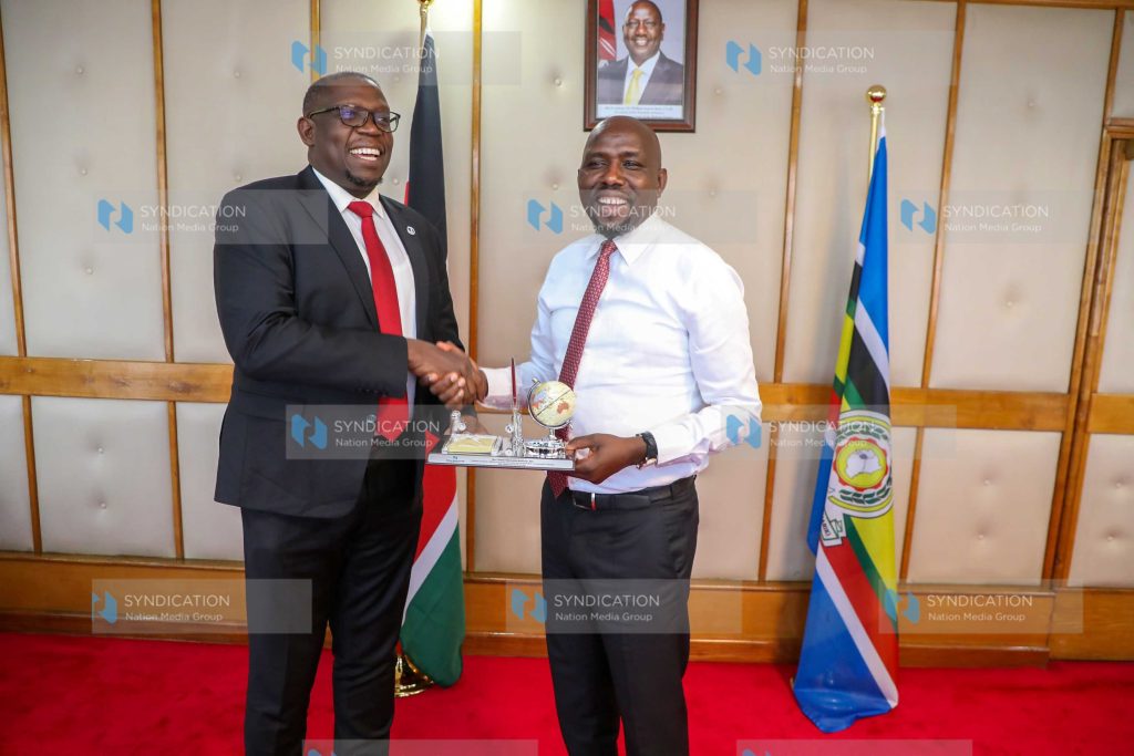 CS, Ministry of Interior and National Administration, Onesimus Kipchumba Murkomen, meets NMG, Group Managing Director and CEO Geoffrey Odundo