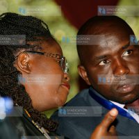 Elgeyo Marakwet Senator Kipchumba Murkomen and Commission for the Implementation of the Constitution Commissioner Catherine Mumma