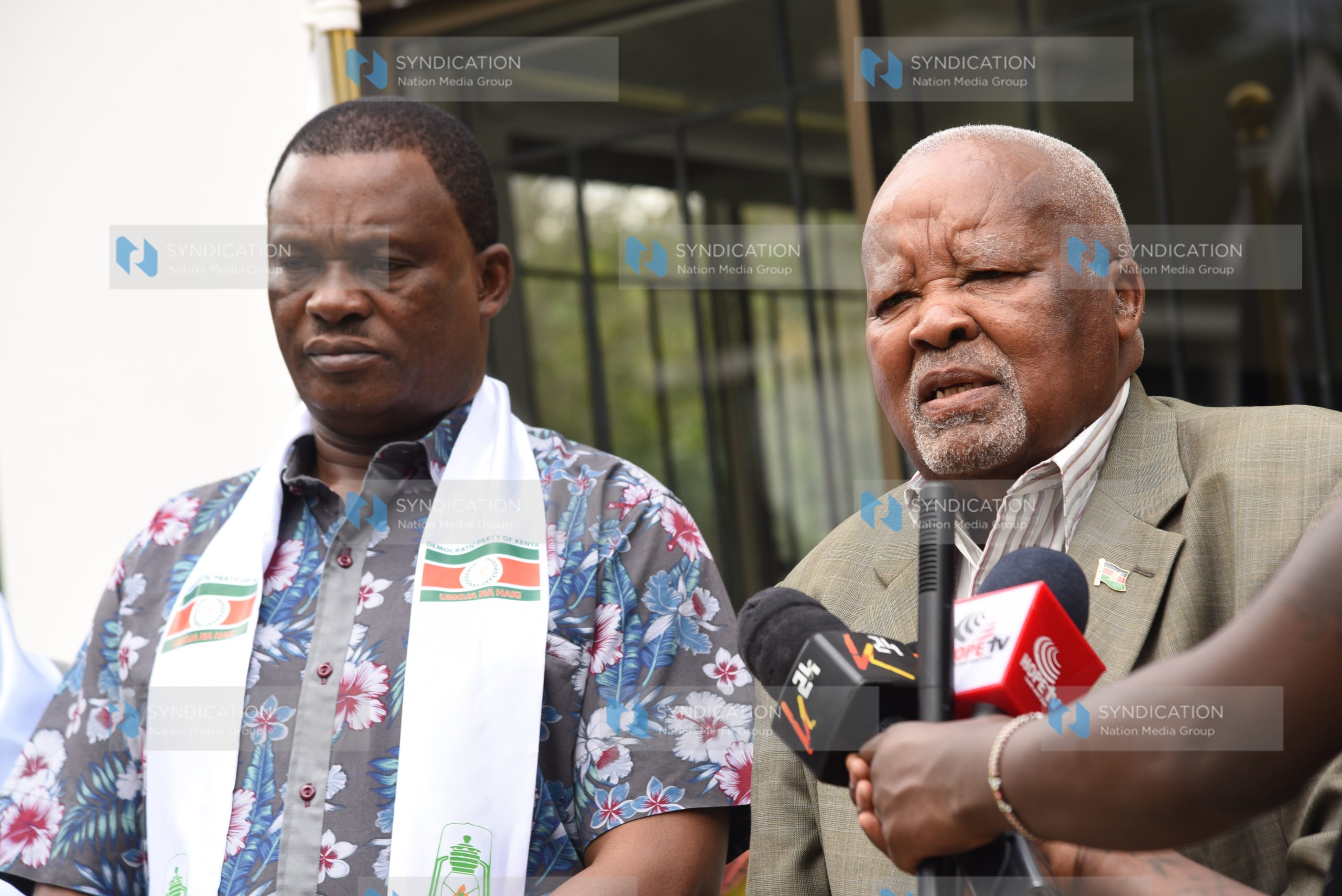 Democratic Party of Kenya (DP) Patron Munyao and his party leader Justin Muturi