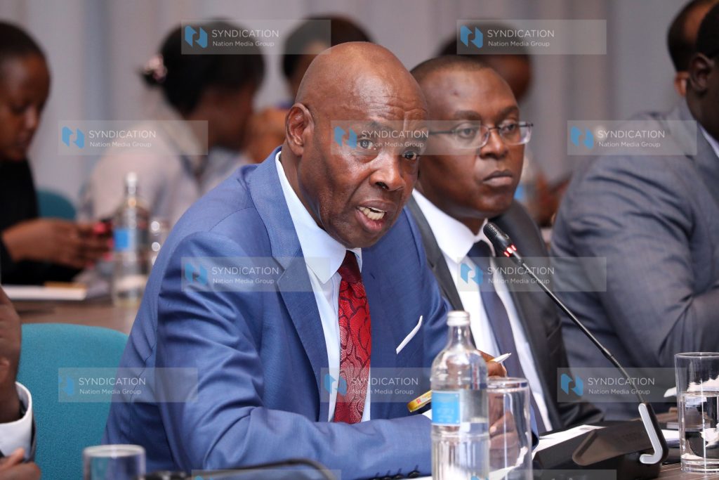 Education Cabinet Secretary Ezekiel Machogu appearing before the Parliamentary Committee on Education