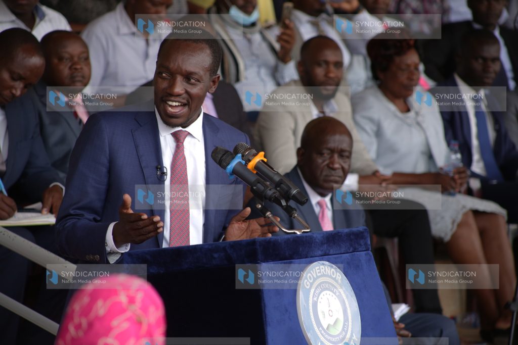 Kisii Governor Simba Arati during the release of the comprehensive staff audit report
