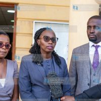 Law Society of Kenya President Faith Odhiambo, East Africa Law Society President Ramadhan Abubakar Mukira and LSK council member Gloria Kimani