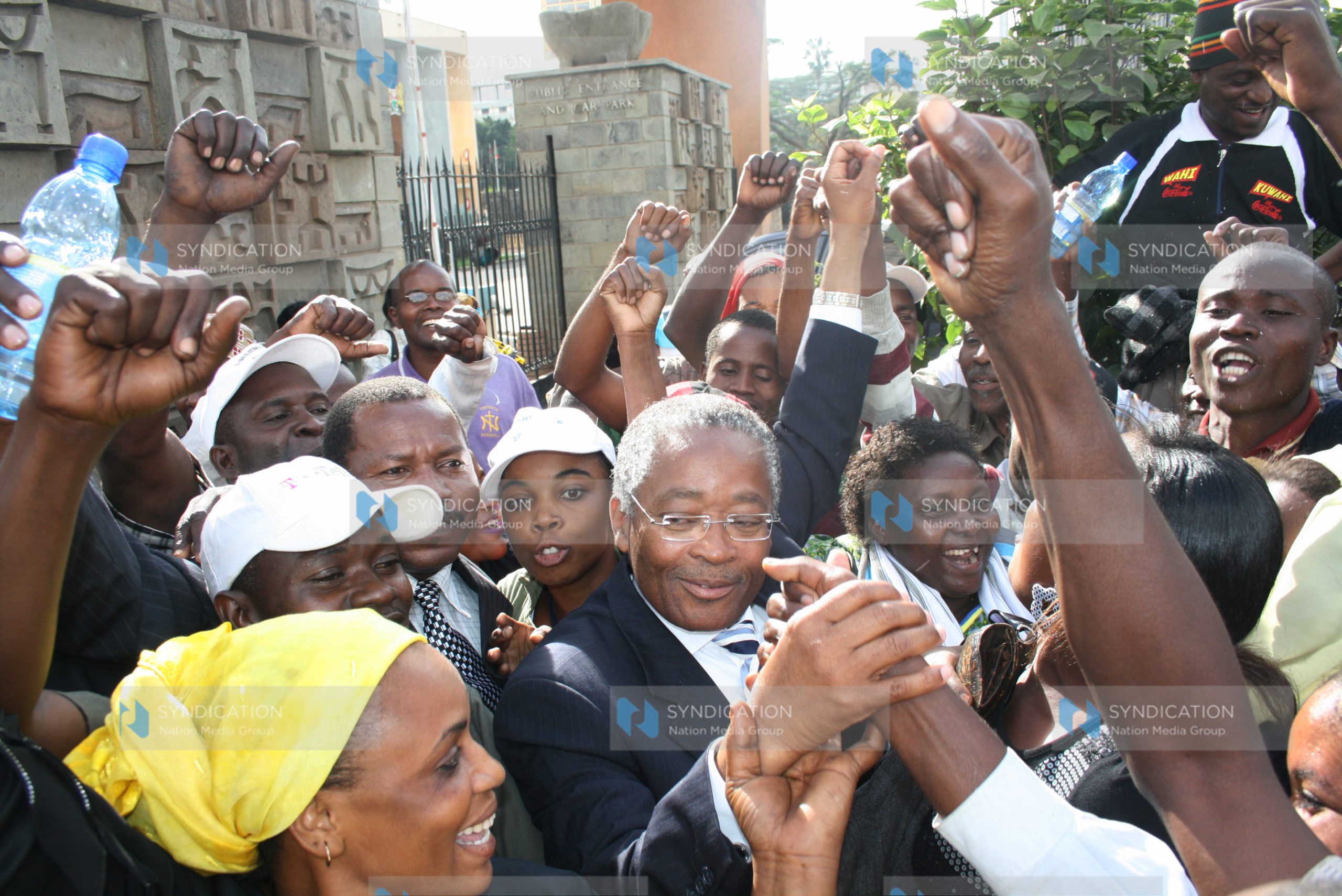 Re-elected Matuga MP Mr. Ali Chirau Mwakwere celebrates with his supporters
