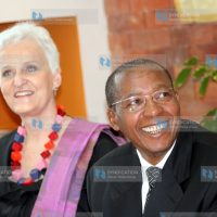 Justice minister Mutula Kilonzo and Netherlands ambassador Laetitia van den Assum