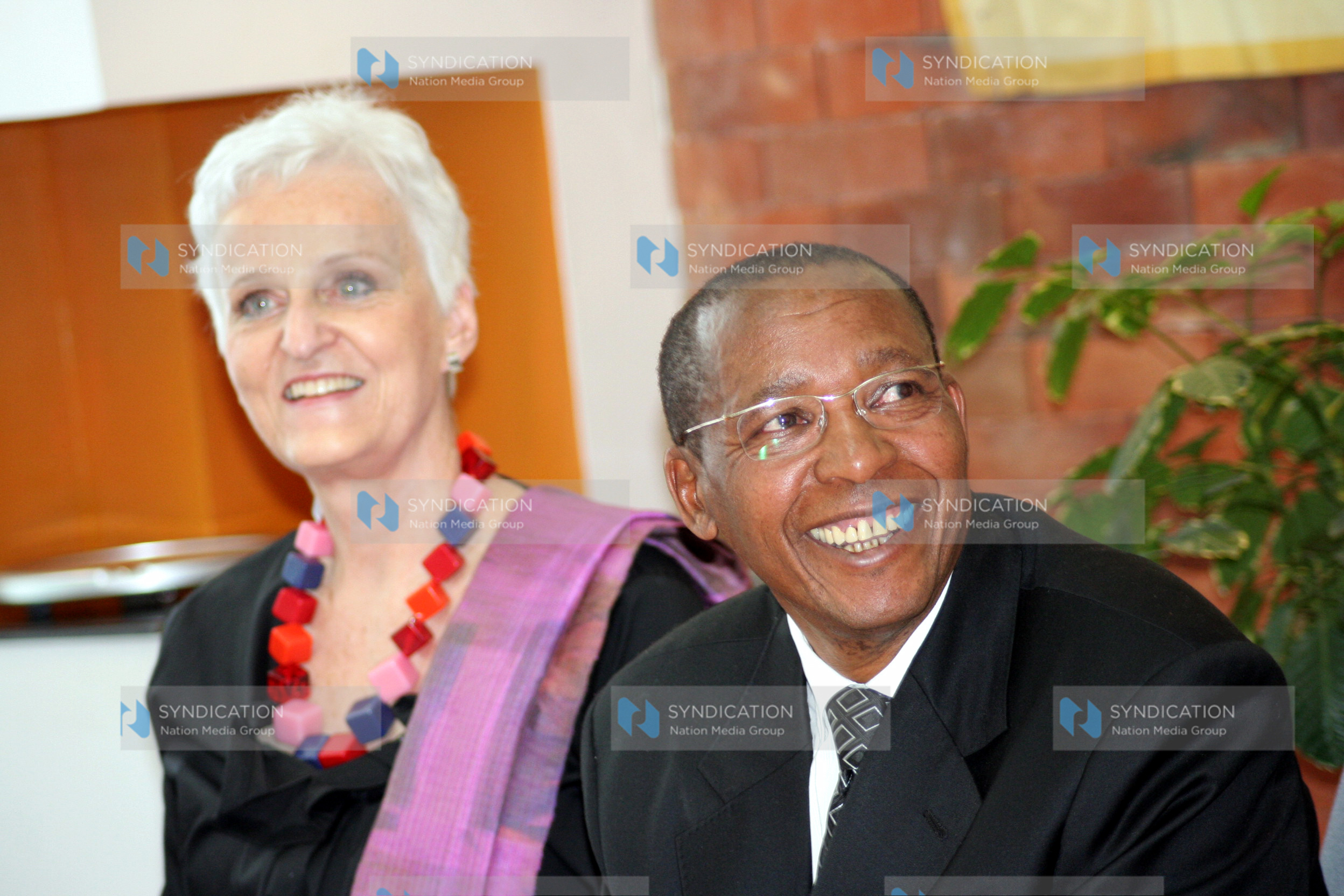 Justice minister Mutula Kilonzo and Netherlands ambassador Laetitia van den Assum