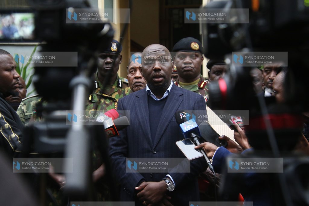 Kipchumba Murkomen addresses a press conference