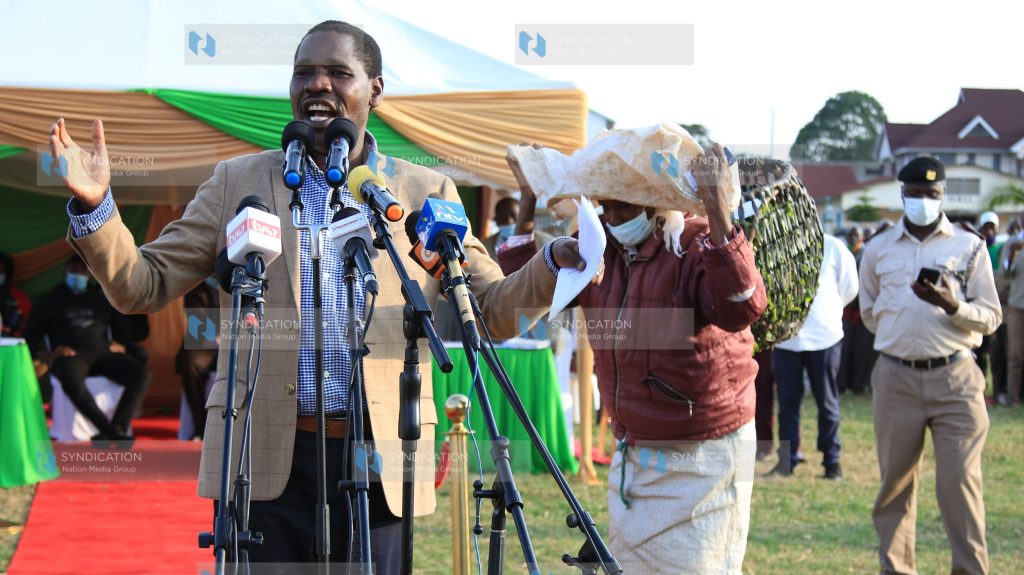 Agriculture Cabinet Secretary Peter Munya addresses tea farmers
