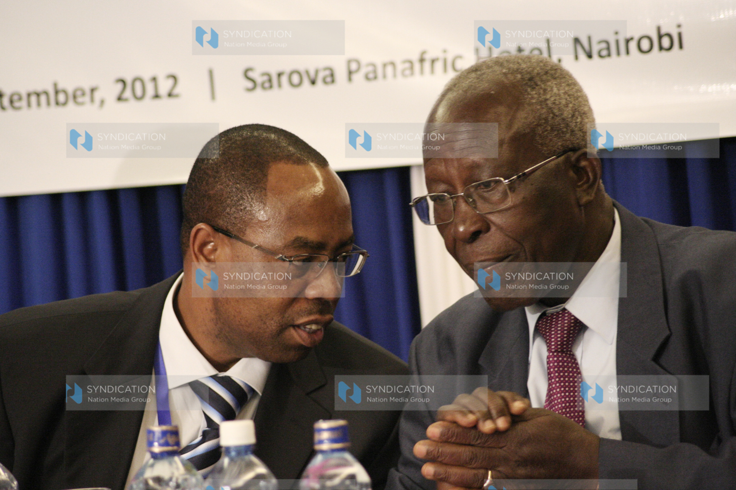 Foreign affairs minister Prof Sam Ongeri with novel technologies East Africa limited MD Lawrence Gitonga