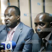Interior cabinet secretary Joseph Ole Lenku flanked by Mombasa governor Hassan Ali Joho