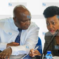 Chairperson Senate's County Public Investments and Special Funds Committee (CPIC) Godfrey Osotsi and Senator Tabitha Mutinda Munene