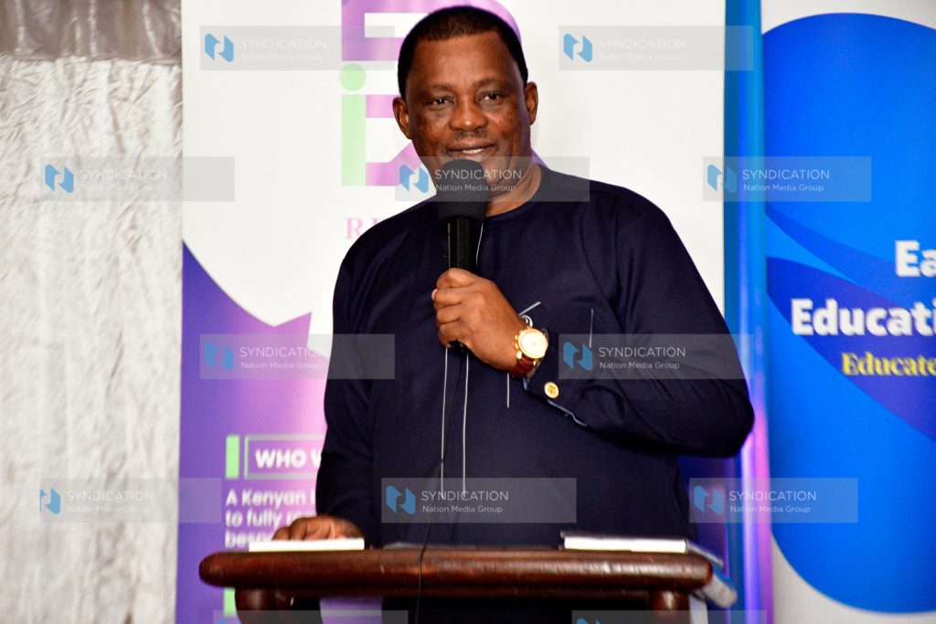 Justin Muturi makes his remarks during the unveiling of a book