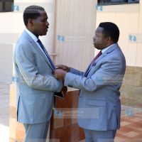 Peter Munya (left) and Tharaka Nithi Governor Muthomi Njuki