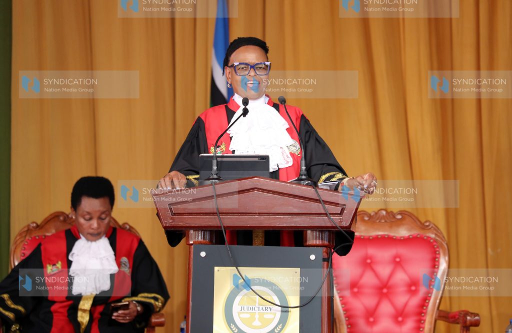 Chief Justice Martha Koome gives her remarks during presiding