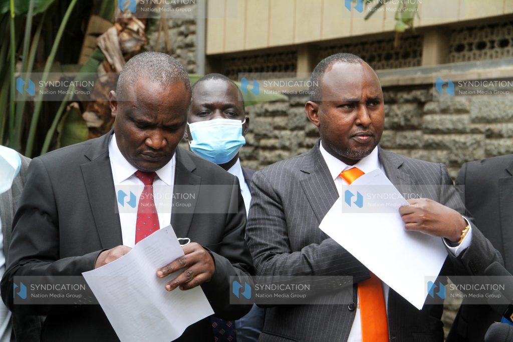 ODM leaders addressing the media at Parliament Buildings