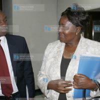 Agriculture Minister Sally Kosgei and his Industrialization counterpart Henry Kosgey