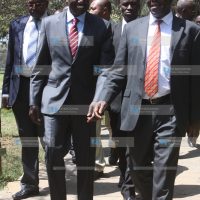 Deputy President William Ruto (left), accompanied by Governor Wycliffe Oparanya, arrives at the Great Rift Valley Lodge