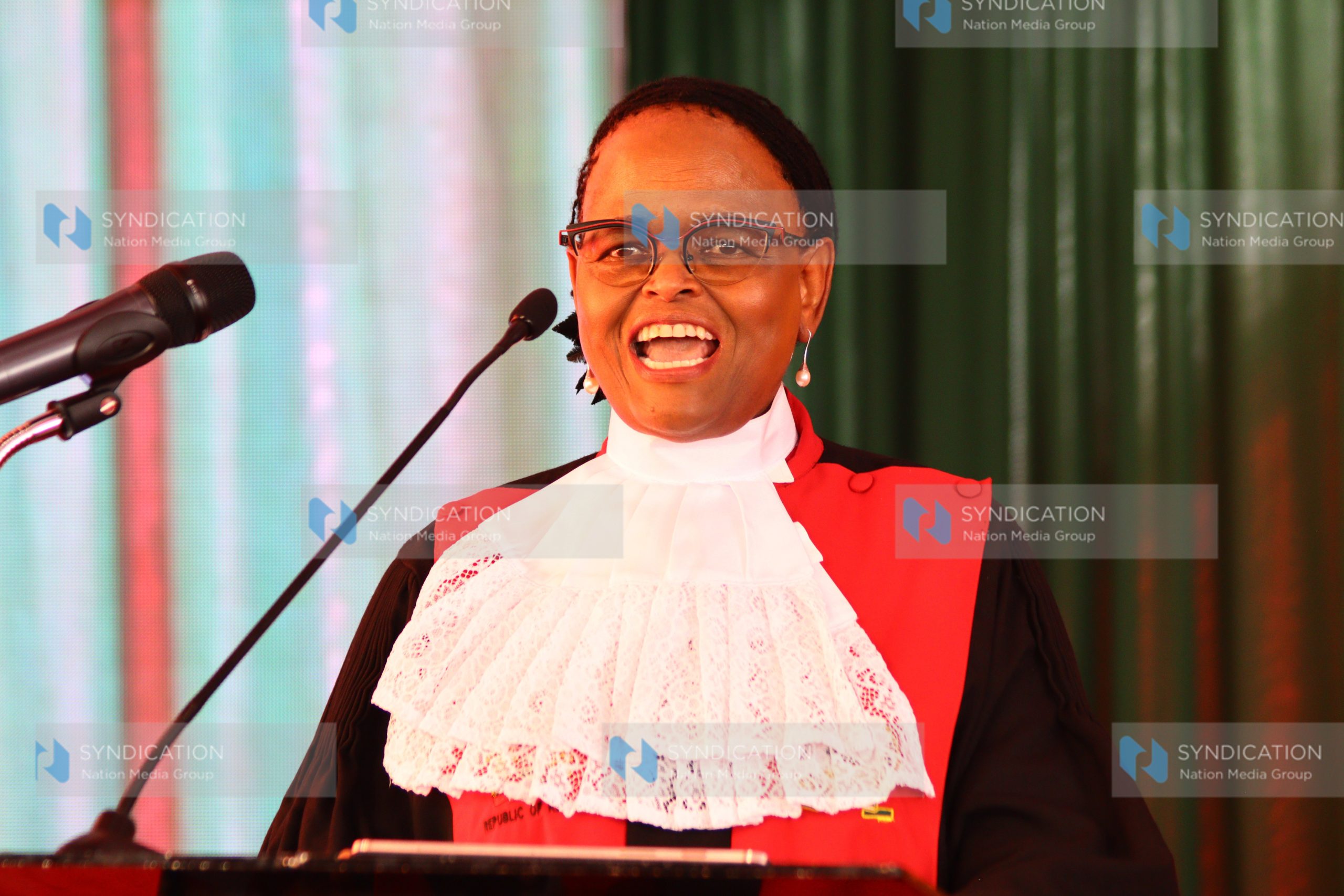 Martha Koome addressing participants during advocates’ admission to the bar ceremony