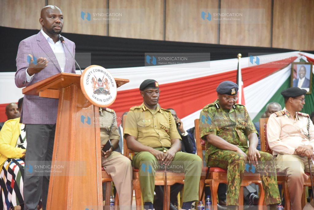 Interior Cabinet Secretary Kipchumba Murkomen, during a Jukwaa La Usalama