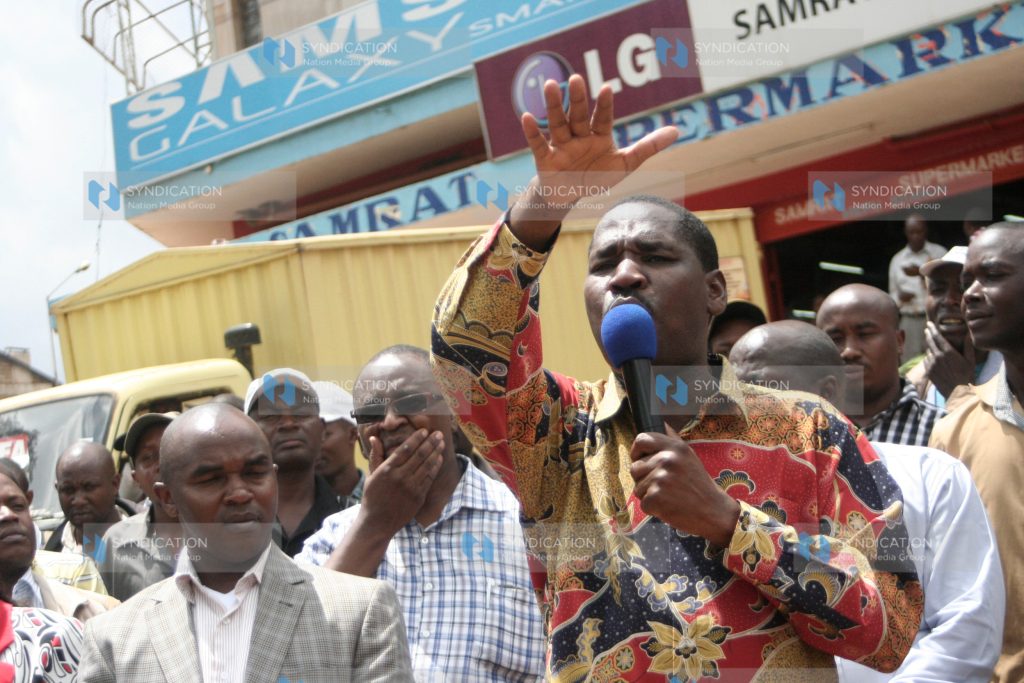 Meru County Governor Peter Munya addresses residents of Meru Town