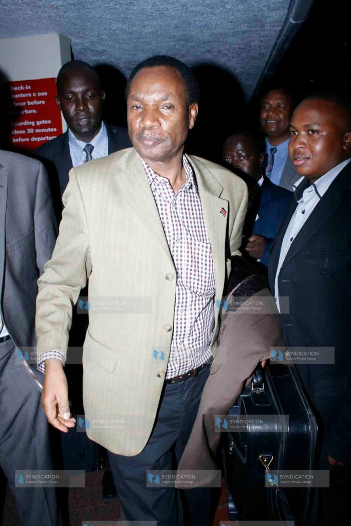 Former Trade Minister Henry Kosgey arrived at JKIA