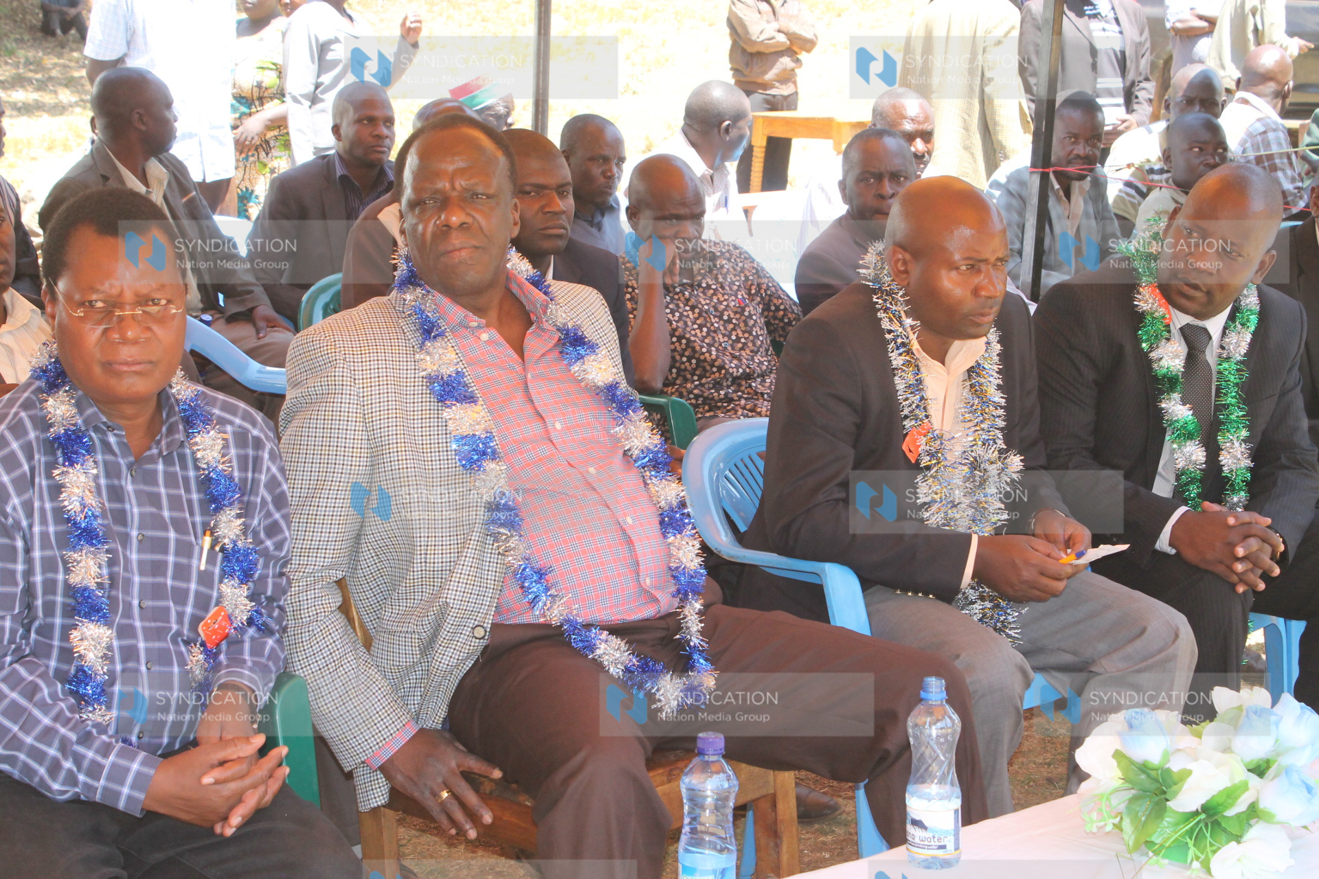 Deputy governor of Kakamega Philip Kutima, governor of Kakamega Wycliffe Oparanya, Lugari Ayub Savula and minority leader of Kakamega County Assembly Titus Kwoma