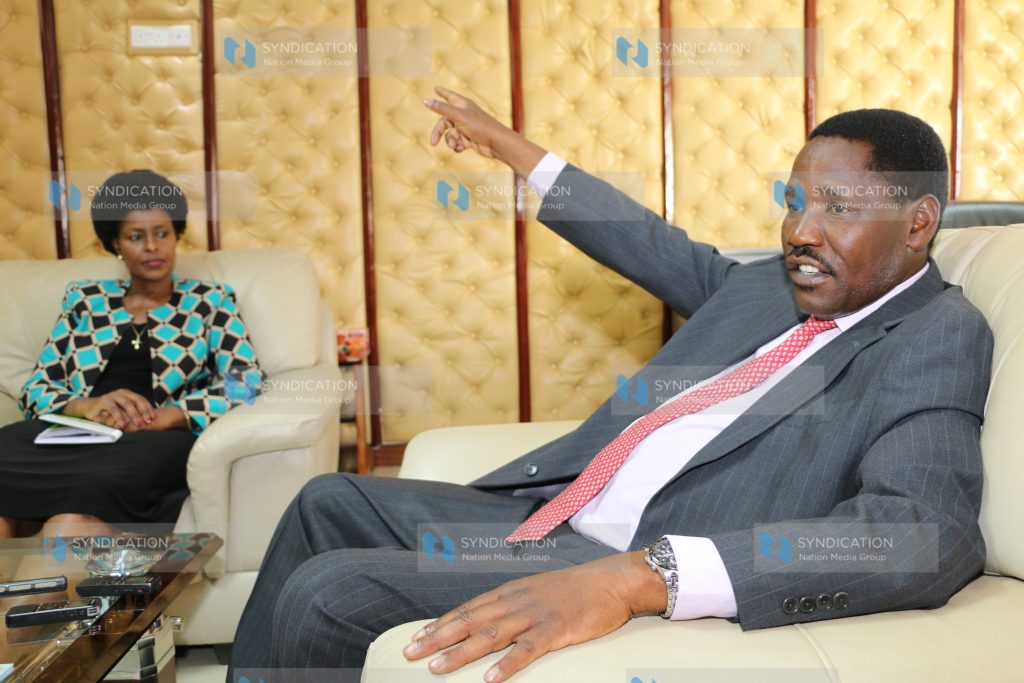 Meru Governor Peter Munya (right) with IEBC Vice Chairperson Consolata Maina