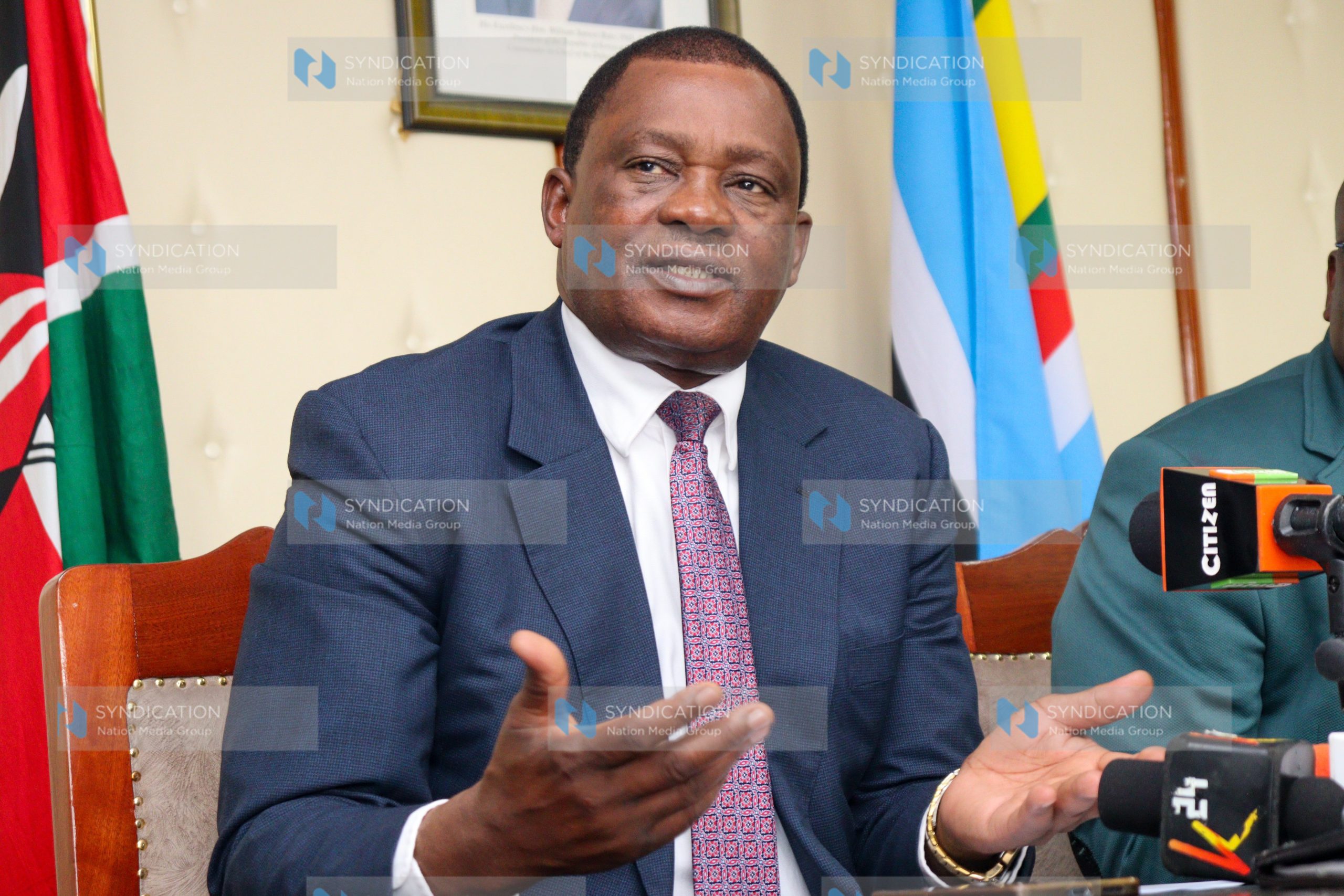 Justin Muturi addressing journalists