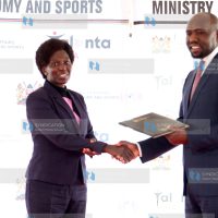 Kipchumba Murkomen congratulate Gender Protection and Implementation Committee member Catherine Ndereba