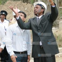 Industrialisation Minister Henry Kosgey tours the Athi River Mining factory in Kaloleni today