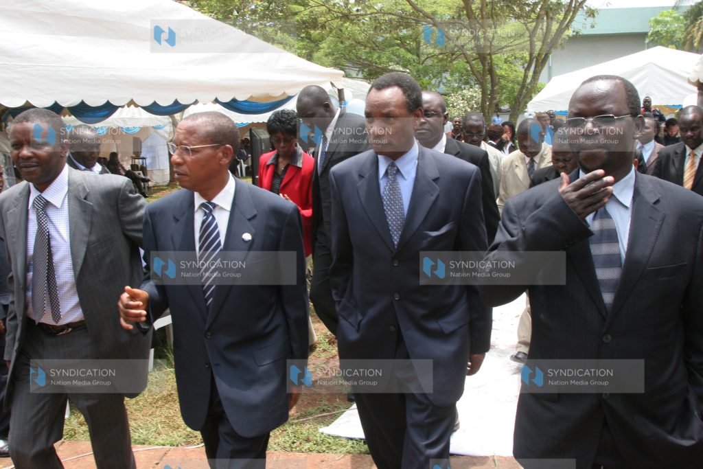 Ministers Mutula Kilonzo (second left) and Henry Kosgey (second right)