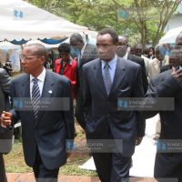 Ministers Mutula Kilonzo (second left) and Henry Kosgey (second right)