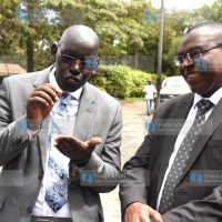 Dr Belio Kipsang chats with Dr David Njeng'ere CEO Kenya National Examinations Council