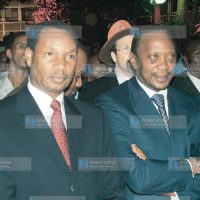 KANU Chairman Uhuru Kenyatta (right) and his Vice Henry Kosgey
