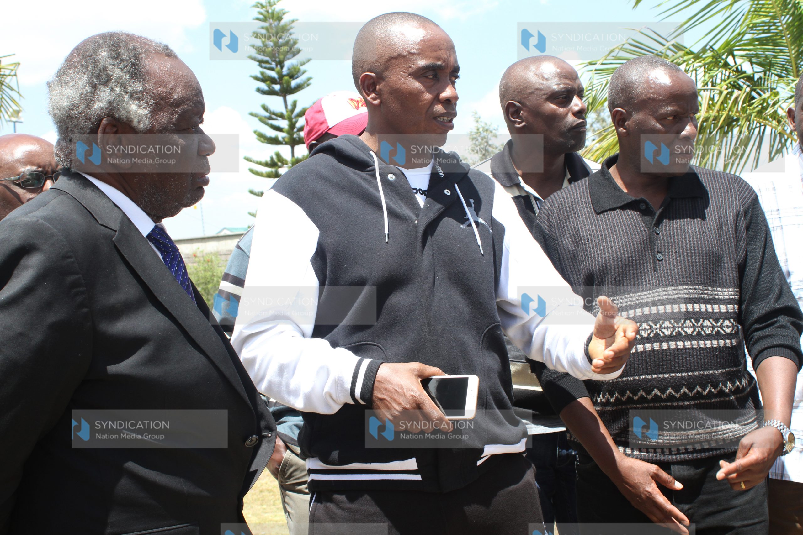 Senator Kimani Wamatangi with the late Kabete MP George Muchai’s lawyer John Khaminwa and the late MP’s personal assistant James Kihara
