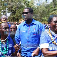 Peter Munya joins dancers during his campaigns at Mulathankari, Imenti North