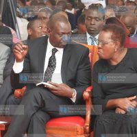 Deputy President William Ruto chats with Kandara MP Alice Wahome