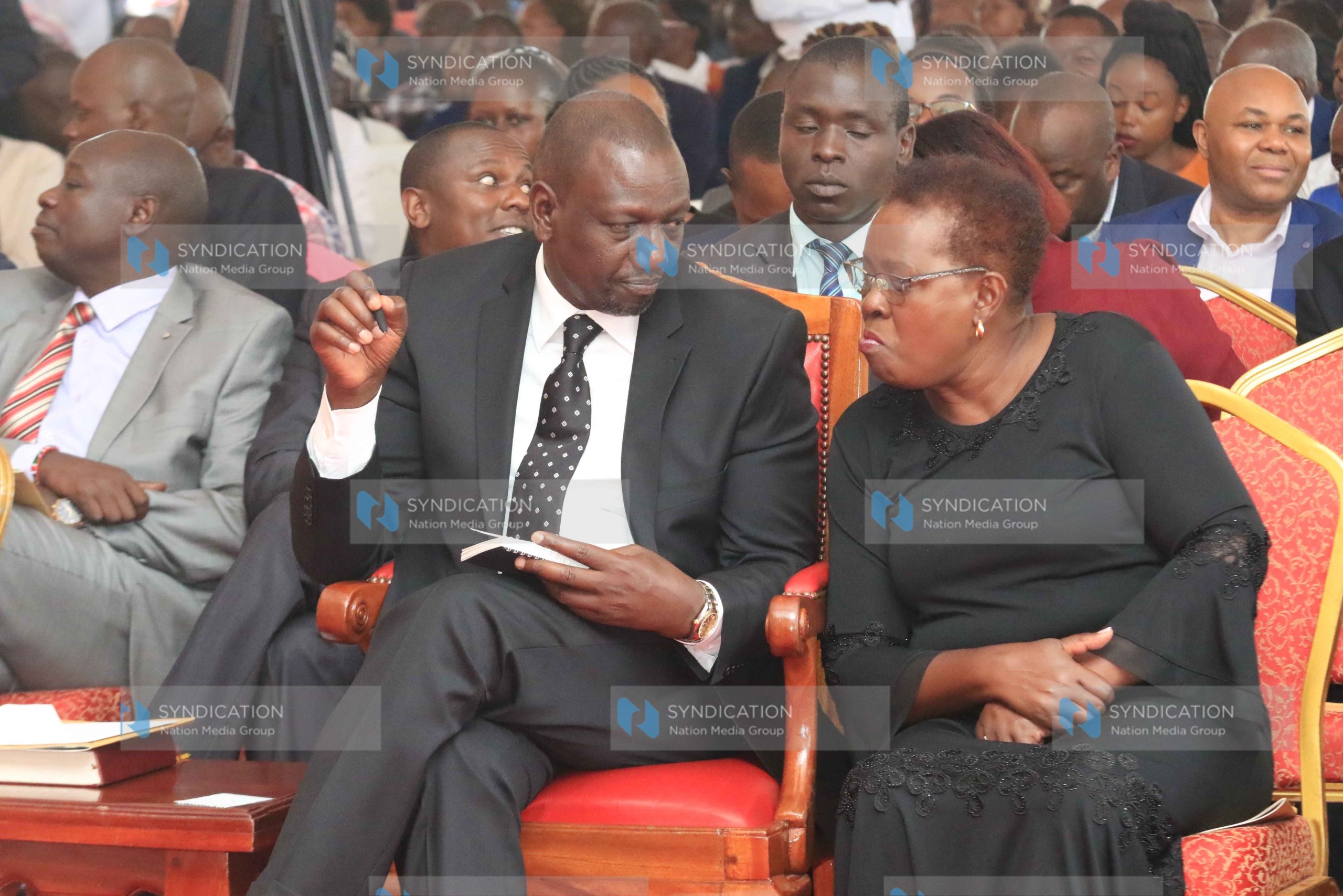 Deputy President William Ruto chats with Kandara MP Alice Wahome