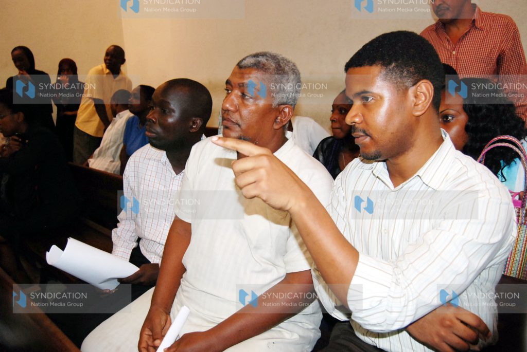 Mr. Khalid Hussein [r] Mr. Francis Auma us he appears in Mombasa law courts
